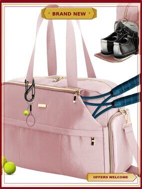 Large Tennis Bag for Women Fits 2 Racquets Pickleball Gym Sports Tote